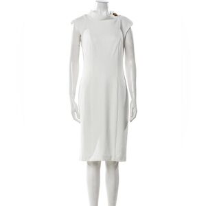 EUC Badgley Mischka Cowl Neck sheath Dress | Size 8 | White